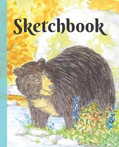 Cute Black Bear in the Flowers Sketchbook for Drawing Coloring or Writing Journal