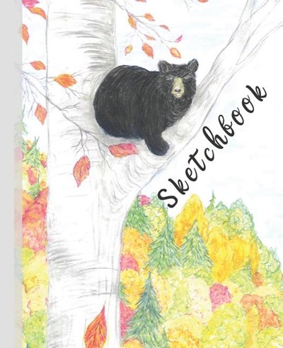 Cute Color Pencil Autumn Bear Tree Mountains Sketchbook for Drawing Coloring or Writing Journal