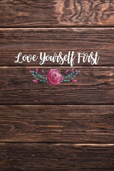 Love Yourself First: Rustic Wood 90-Day Food Journal with Daily Gratitude Self-Care Log Book with Prompts & Calorie Counting Includes Mood