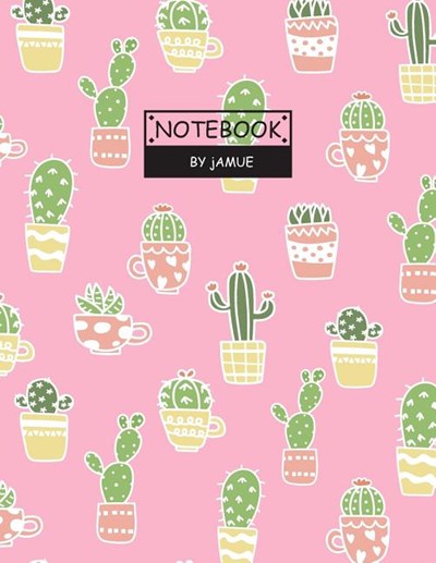 Notebook: Cute cactus in pot pink cover and Lined pages, Extra large (8.5 x 11) inches, 110 pages, White paper