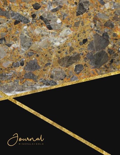 Journal Minerals + Gold: Luxury Black Geology Notebook Lined 80-Page Perfect Bound Cover