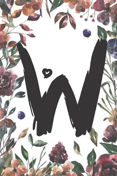 W: Classic Vintage Floral Personalized Monogram Journal W Initial